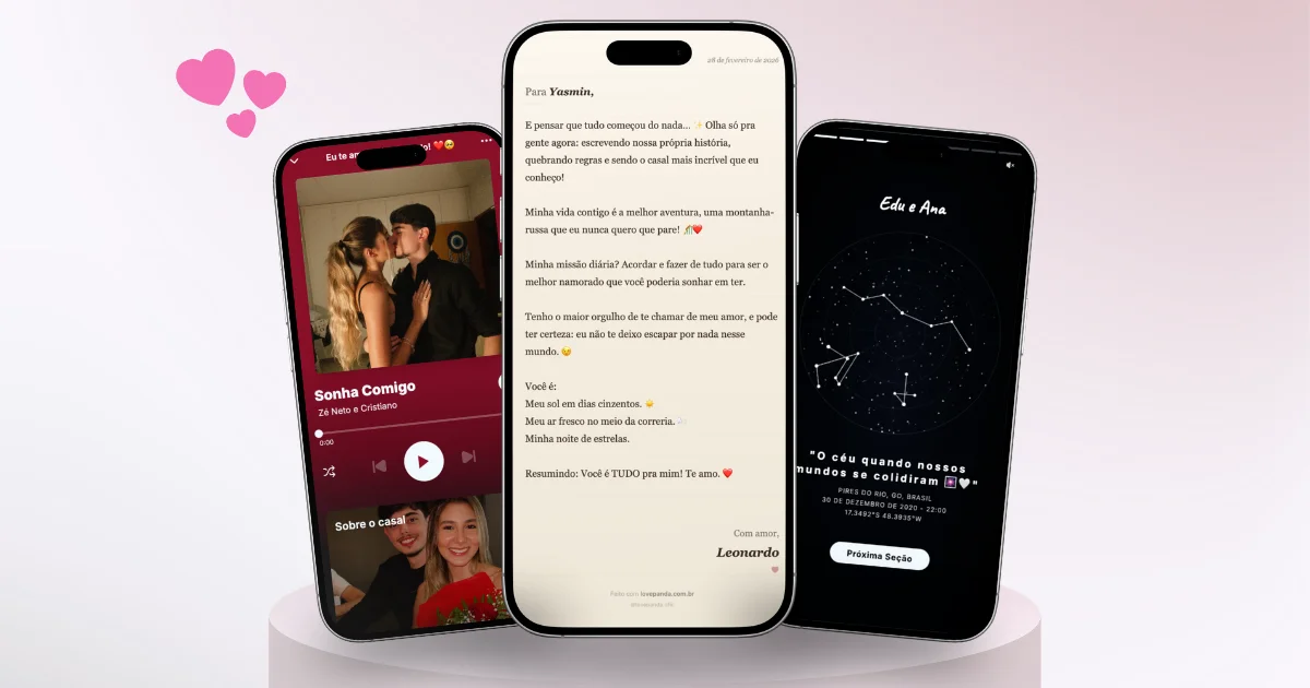 Pessoa escrevendo uma carta de amor com caneta sobre papel, ao lado de flores e fotos de casal