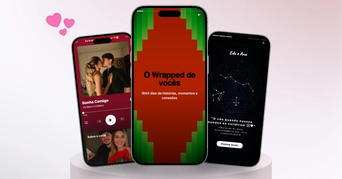 Mapa estelar personalizado mostrando constelações de uma data especial