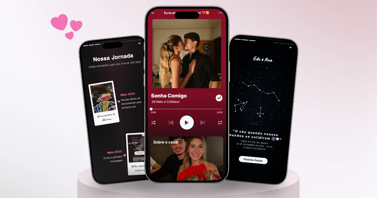 Pedido de casamento criativo usando site personalizado com fotos e mapa estelar