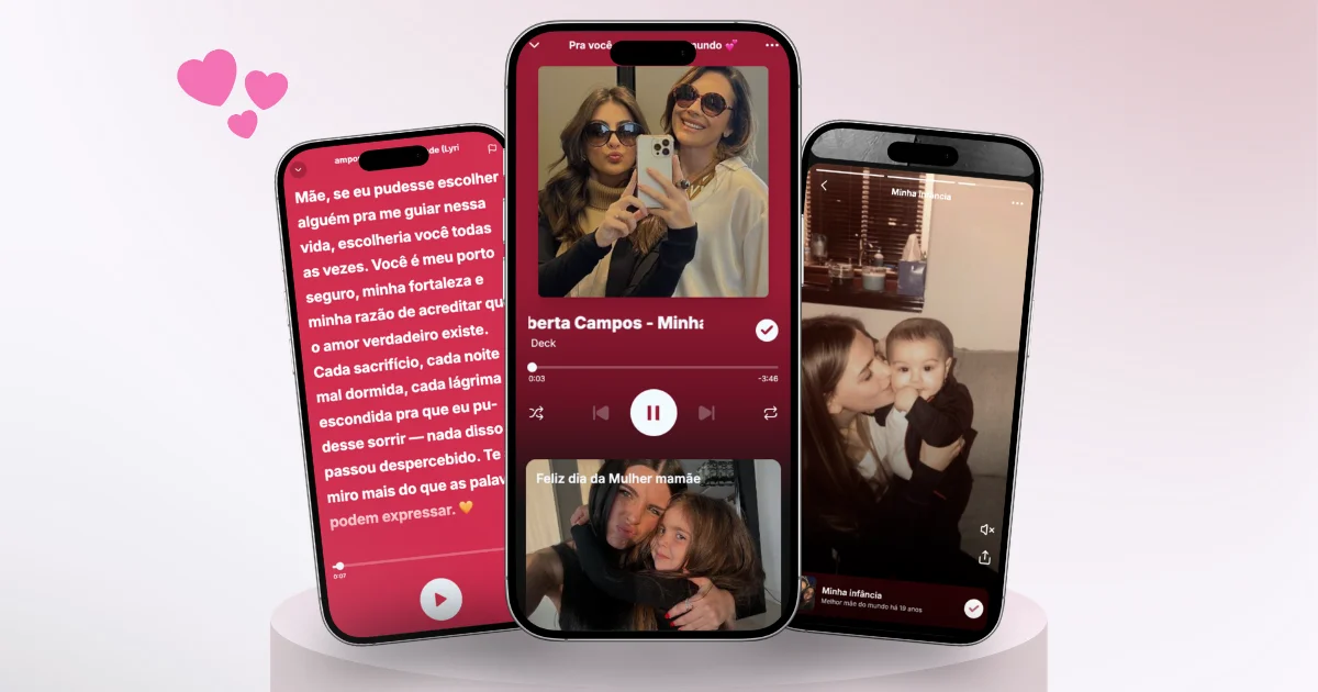 Presente digital personalizado para mãe com galeria de fotos e música