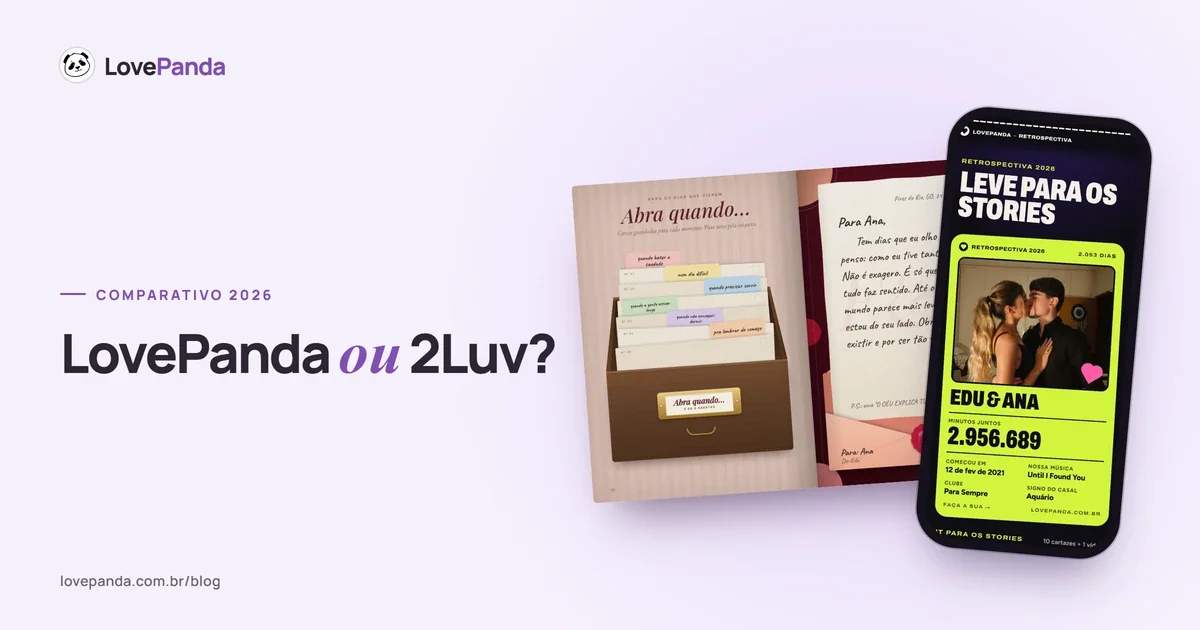 2Luv or LovePanda comparison, with the letter in the Couple Album's envelope and the Couple Retrospective on a phone