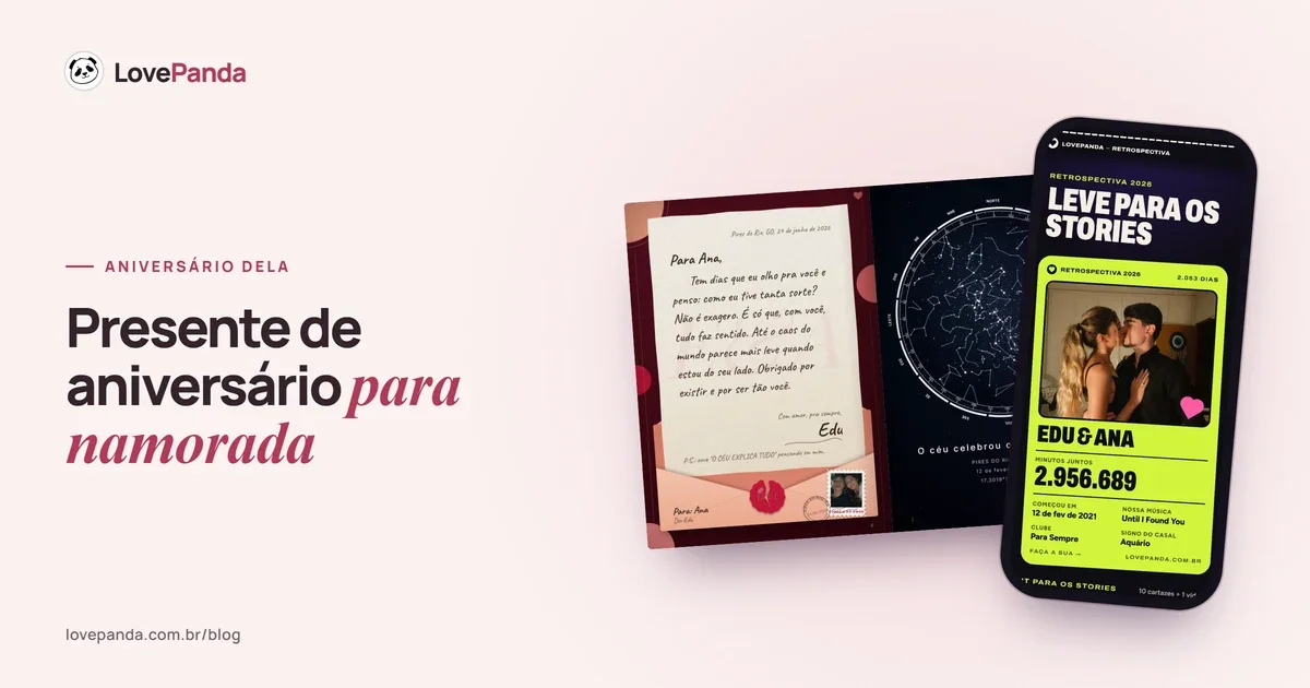 Álbum do Casal aberto no celular na carta que sai do envelope e no céu daquela noite, ao lado de outro celular com o resumo da Retrospectiva do Casal para os stories
