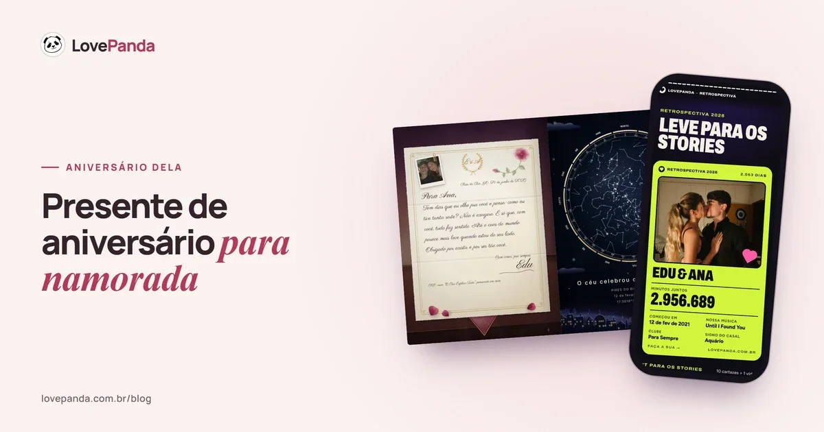 Álbum do Casal aberto no celular na carta que sai do envelope e no céu daquela noite, ao lado de outro celular com o resumo da Retrospectiva do Casal para os stories