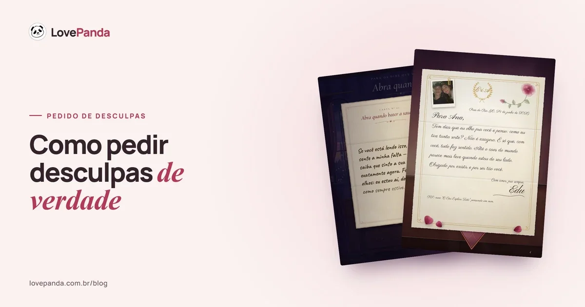 Páginas do Álbum do Casal com as cartas “abra quando…” e a carta saindo de um envelope com lacre, em tons de rosa